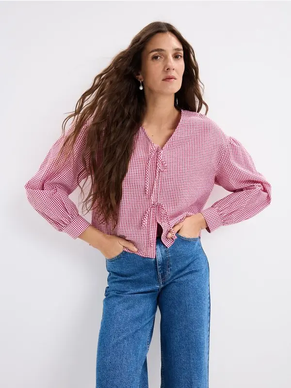 Mohito Mohito - Блуза с детайл възел - червен