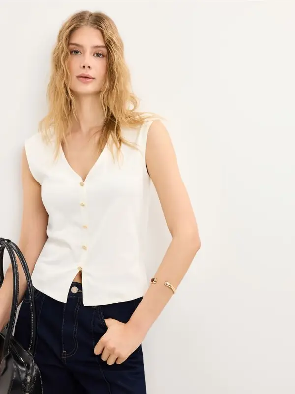 Mohito Mohito - Блуза с копчета - кремaво