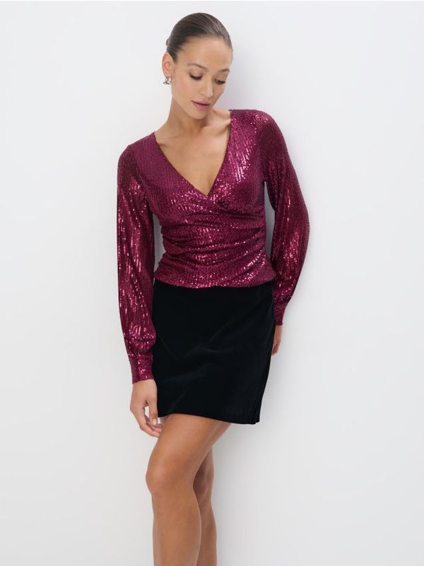 Mohito Mohito - Блуза с пайети - кестеняво