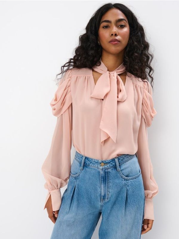 Mohito Mohito - Блуза с панделка - пастелно розово