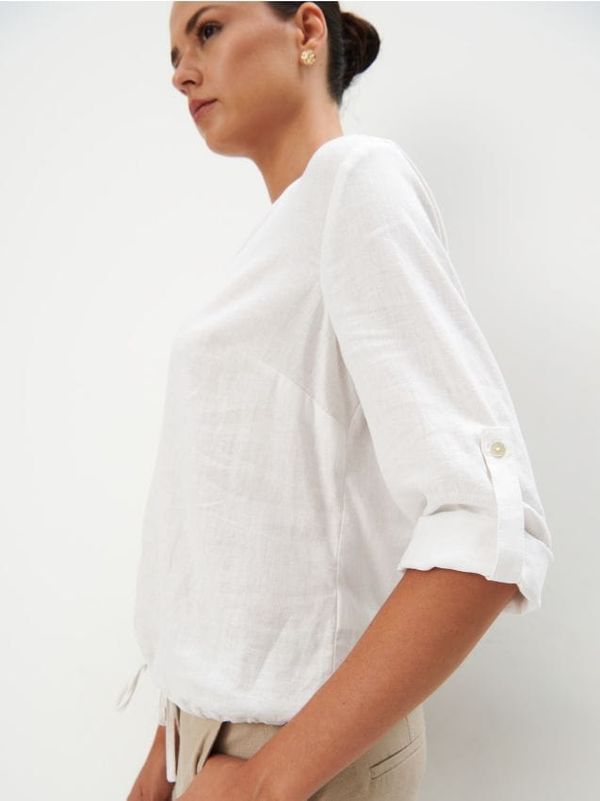 Mohito Mohito - Блуза със съдържание на лен - бяло