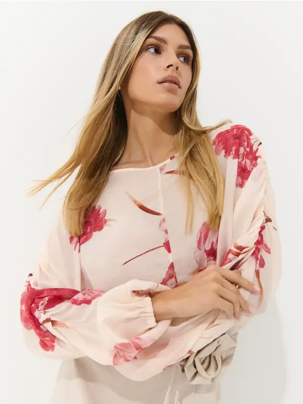 Mohito Mohito - Блуза със съдържание на лиосел - кремaво