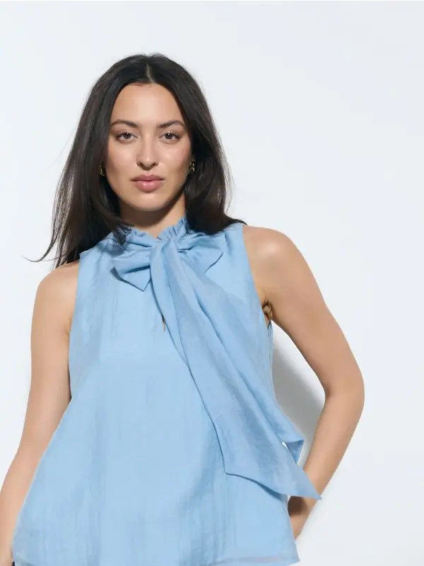 Mohito Mohito - Блуза със съдържание на лиосел - син