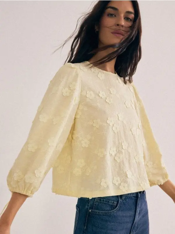 Mohito Mohito - Бродирана блуза - жълто