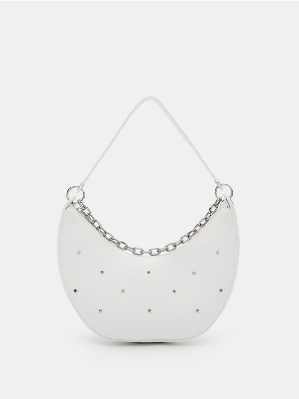 Mohito Mohito - Чанта тип багета с декоративна верижна дръжка - бяло