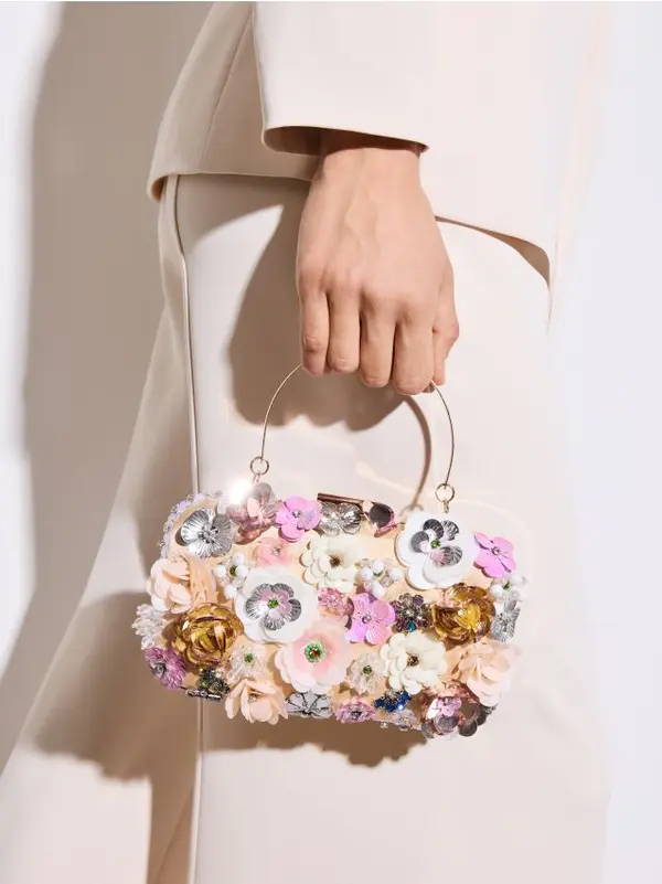 Mohito Mohito - Дамска чанта с декоративни цветя - цветен