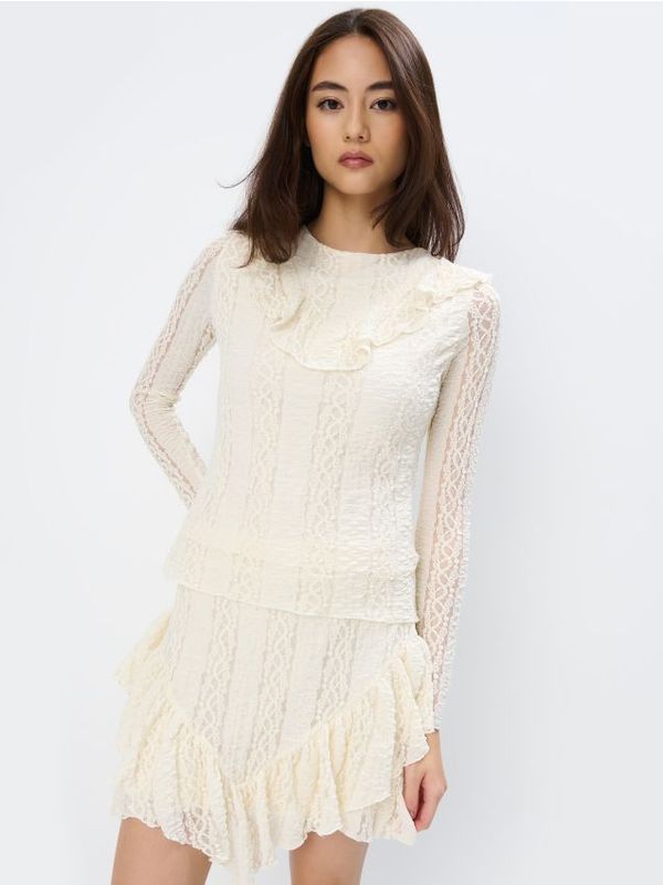 Mohito Mohito - Дантелена блуза - бежово