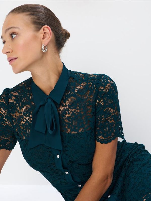 Mohito Mohito - Дантелена миди рокля - зелено