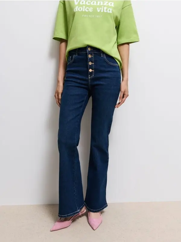 Mohito Mohito - Дънки flare с висока талия - нави