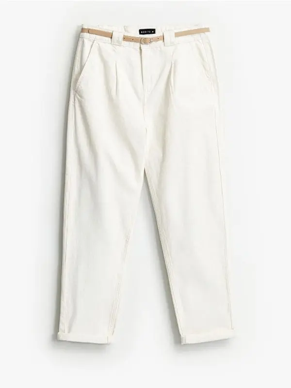 Mohito Mohito - Дънки с колан - кремaво