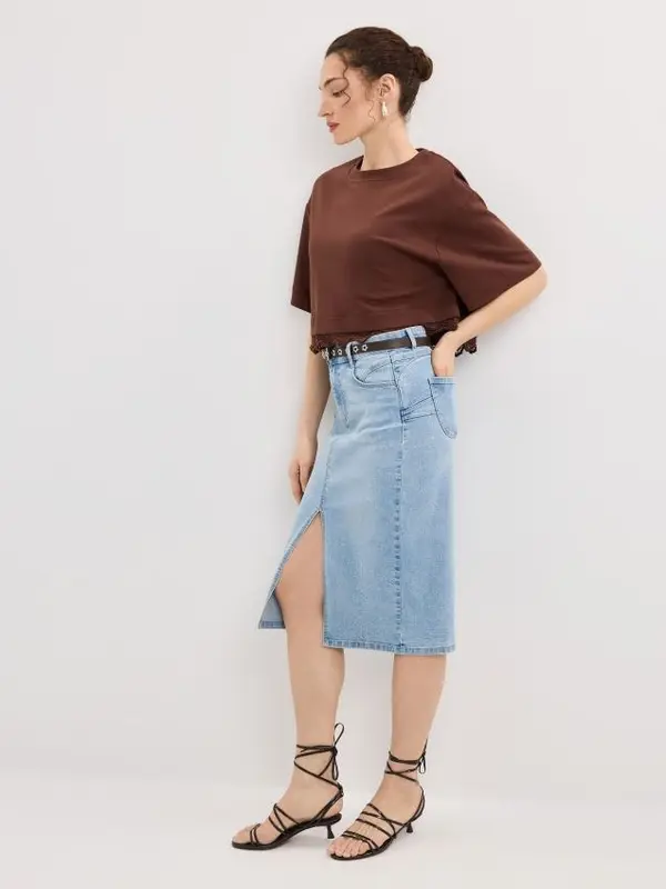 Mohito Mohito - Дънкова миди пола - син