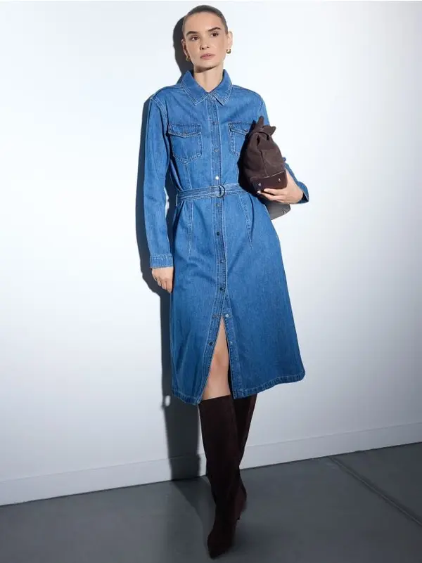 Mohito Mohito - Дънкова миди рокля - син