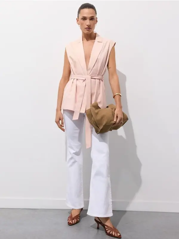 Mohito Mohito - Елек с връзка на талията - пастелно розово