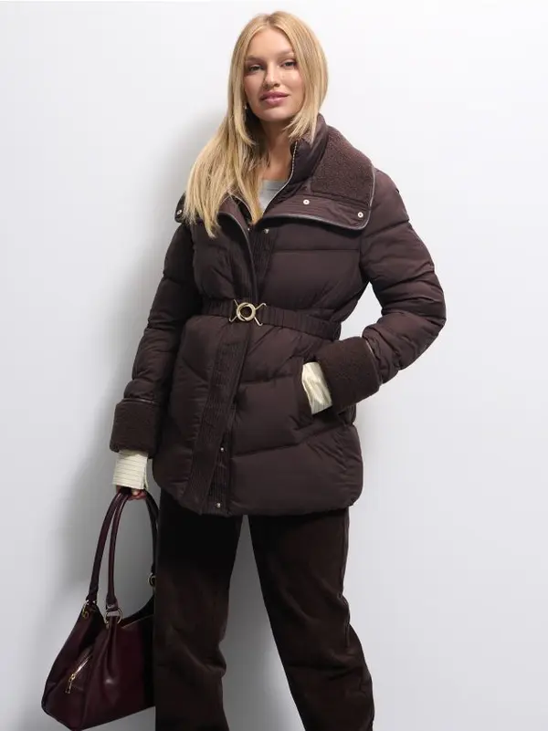 Mohito Mohito - Капитонирано яке с връзващ се колан - кафяво