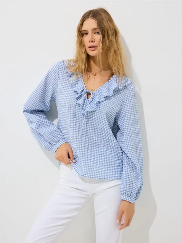 Mohito Mohito - Карирана блуза - син