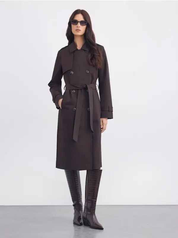 Mohito Mohito - LADIES` COAT - тъмно кафяво