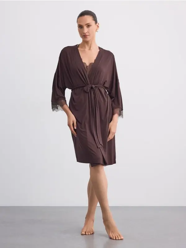Mohito Mohito - LADIES` DRESSING GOWN - тъмно кафяво