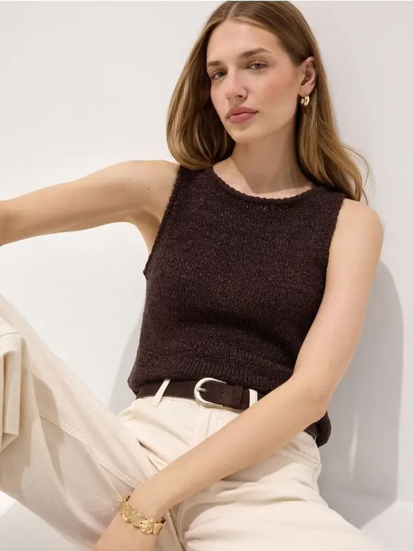Mohito Mohito - LADIES` SWEATER - тъмно кафяво