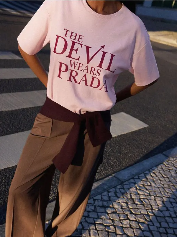 Mohito Mohito - LADIES` T-SHIRT - пастелно розово