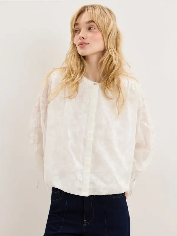 Mohito Mohito - Лека блуза с дантела - бяло