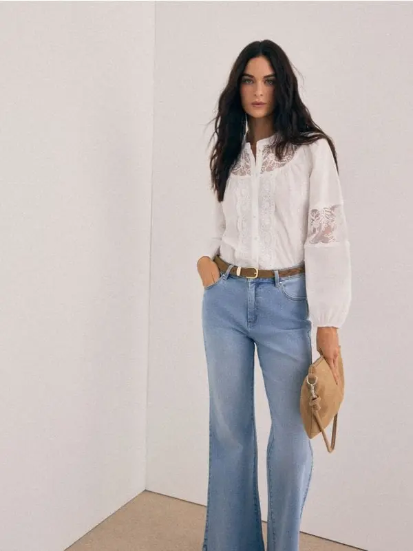 Mohito Mohito - Лека блуза с дантела - бяло