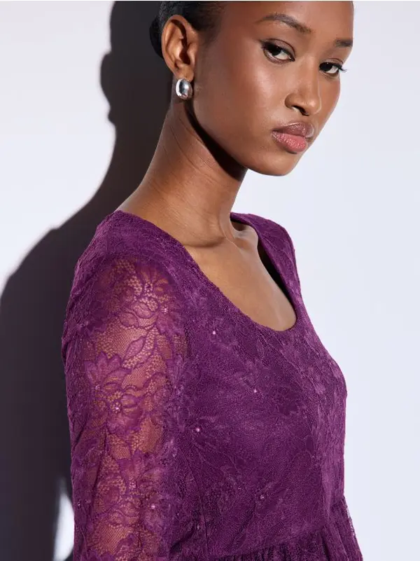 Mohito Mohito - Лека блуза с дантела - тъмно лилаво