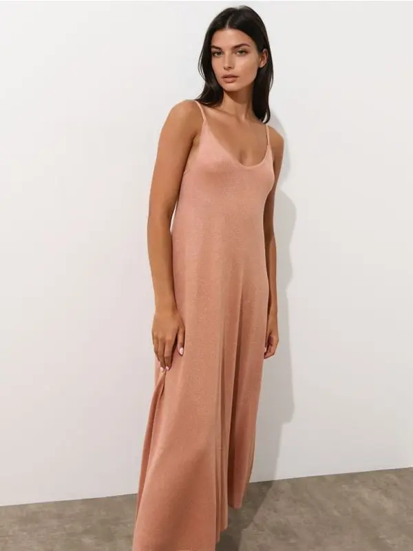 Mohito Mohito - Макси рокля с метализирана нишка - розово