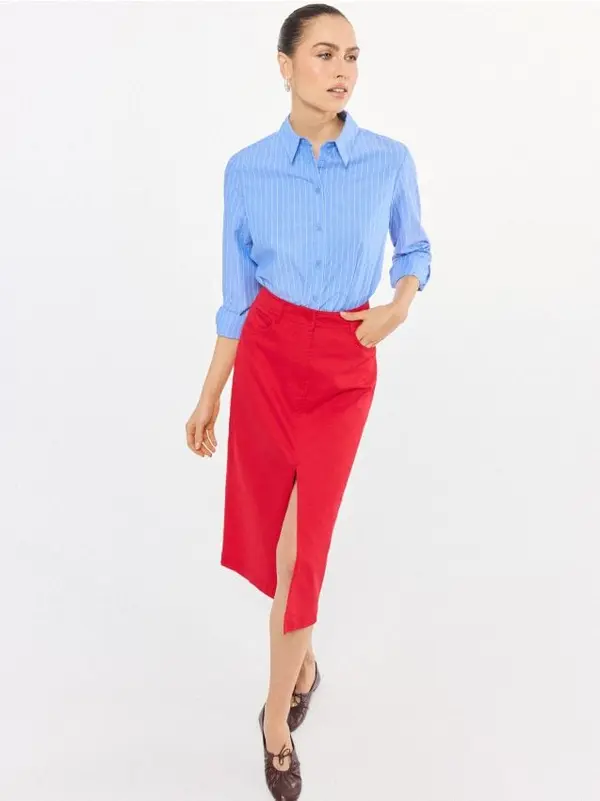 Mohito Mohito - Миди пола с цепка - червен