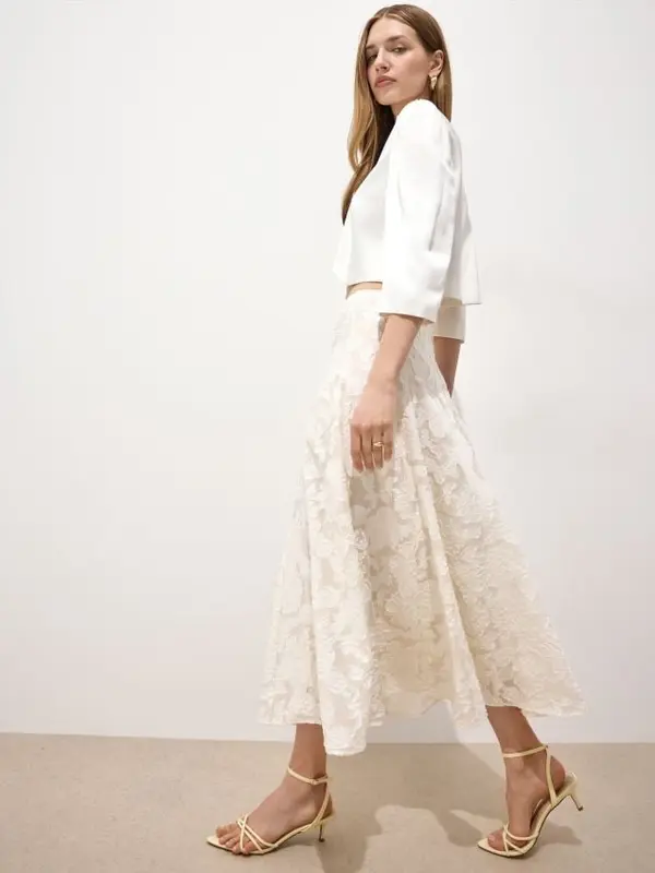 Mohito Mohito - Миди пола с дантела - кремaво