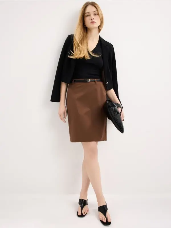 Mohito Mohito - Миди пола с колан - кафяво