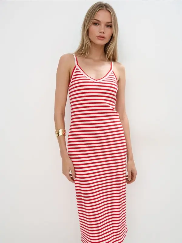 Mohito Mohito - Миди раирана рокля - червен