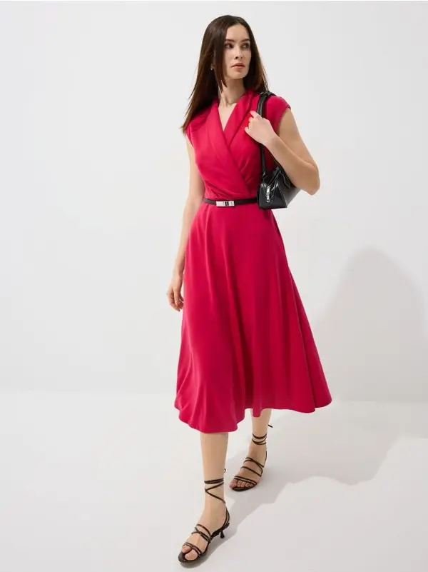 Mohito Mohito - Миди рокля с колан - фуксия