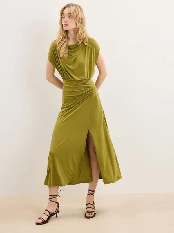 Mohito Mohito - Миди рокля с намачкване - маслинено зелено