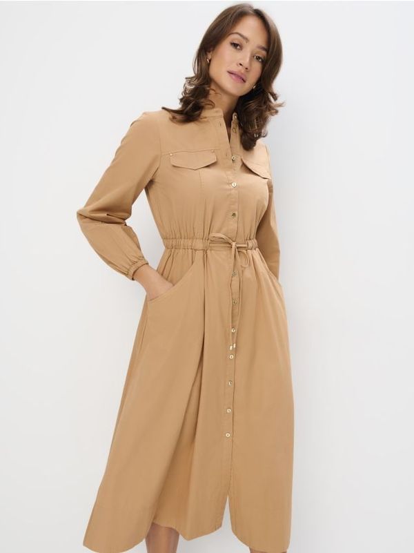 Mohito Mohito - Миди рокля тип риза от памук - бежово