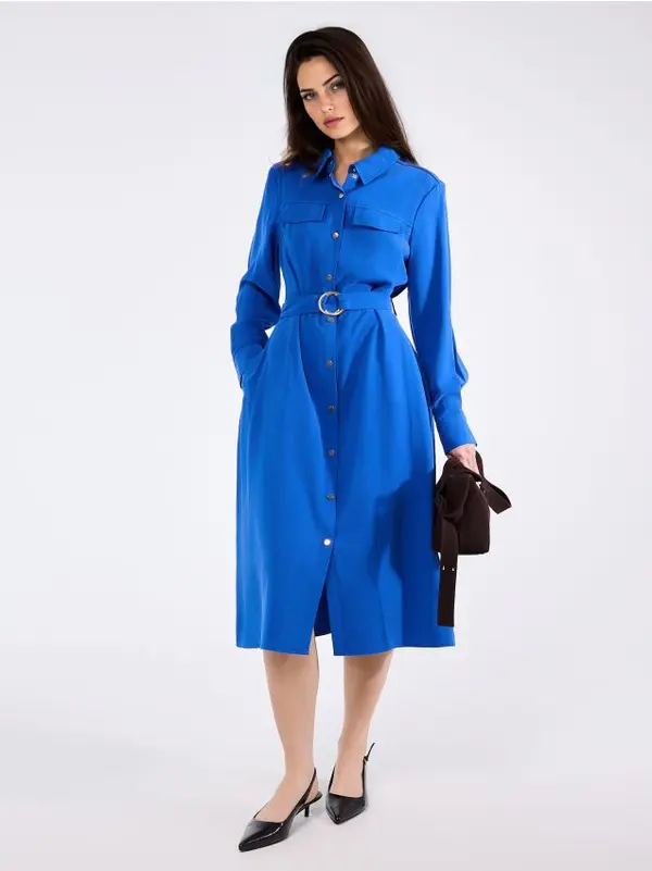 Mohito Mohito - Миди рокля тип риза - син