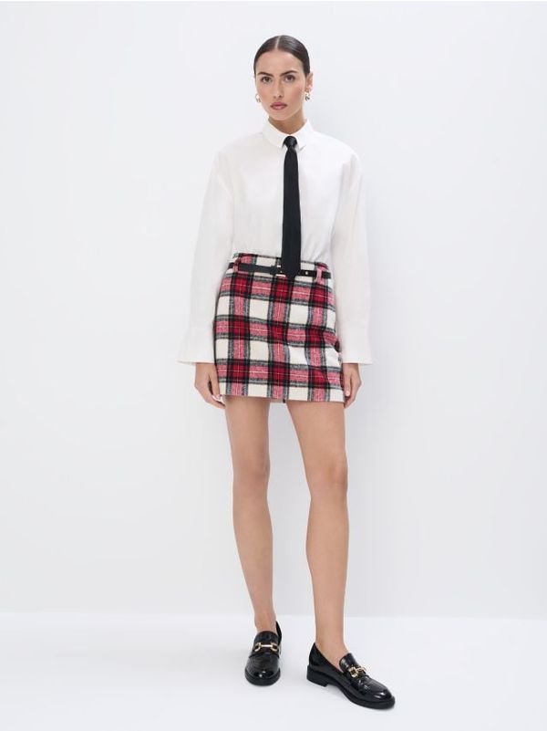 Mohito Mohito - Мини карирана пола - кремaво