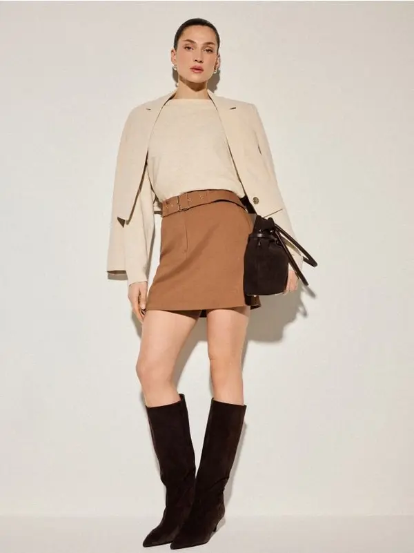 Mohito Mohito - Мини пола с колан - кафяво