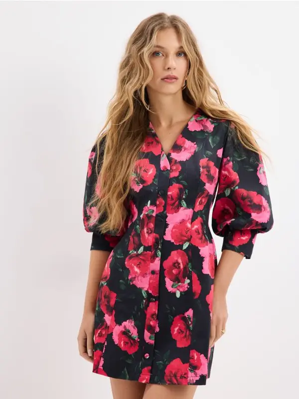 Mohito Mohito - Мини рокля с буфан ръкави - черен