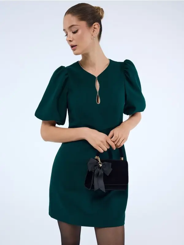 Mohito Mohito - Мини рокля с буфан ръкави - зелено