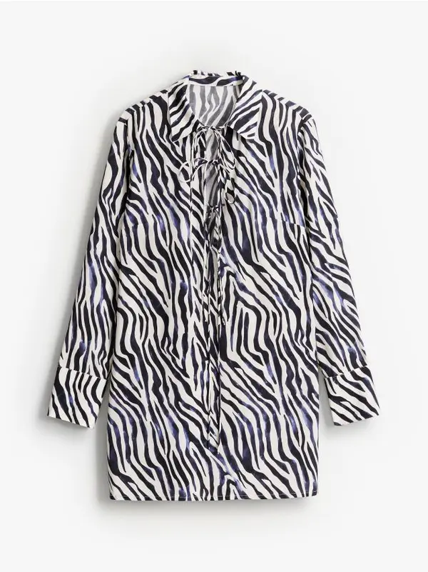 Mohito Mohito - Мини рокля с животински мотиви - бяло