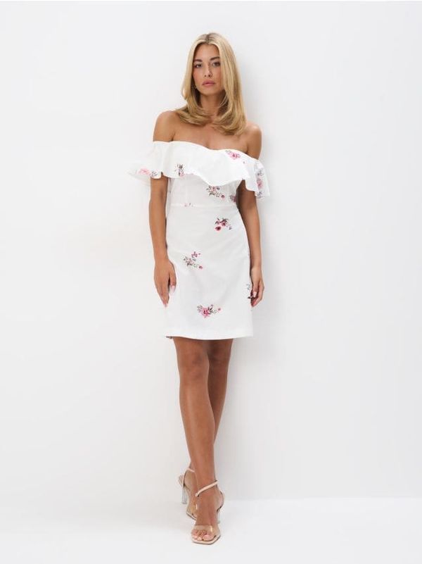 Mohito Mohito - Мини рокля тип испанка - бяло