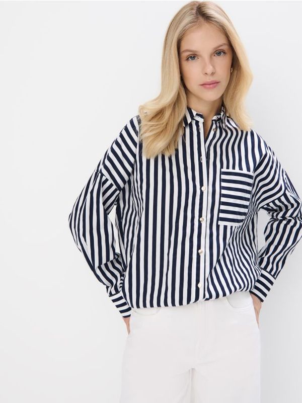 Mohito Mohito - Oversize риза с високо съдържание на памук - нави