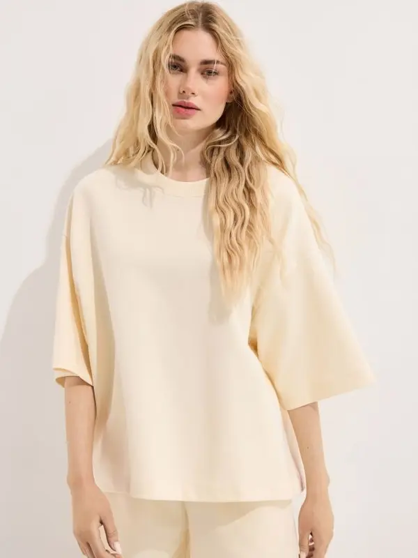 Mohito Mohito - Oversize тениска - кремaво