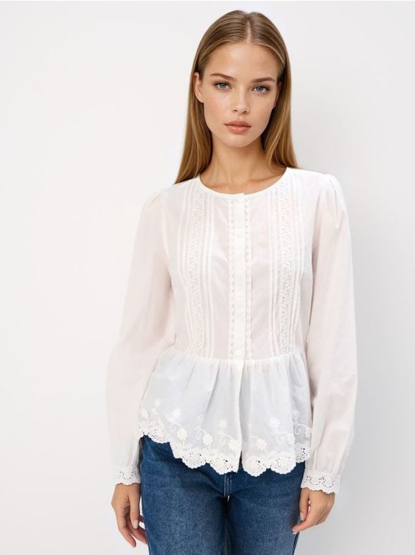 Mohito Mohito - Памучен топ - бяло