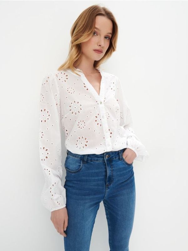 Mohito Mohito - Памучен топ - бяло