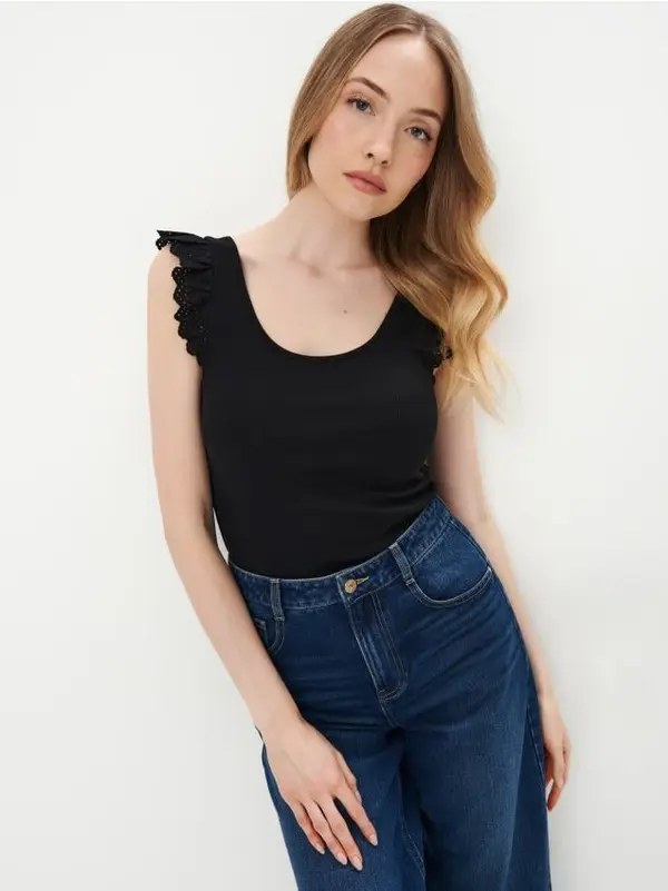 Mohito Mohito - Памучен топ - черен