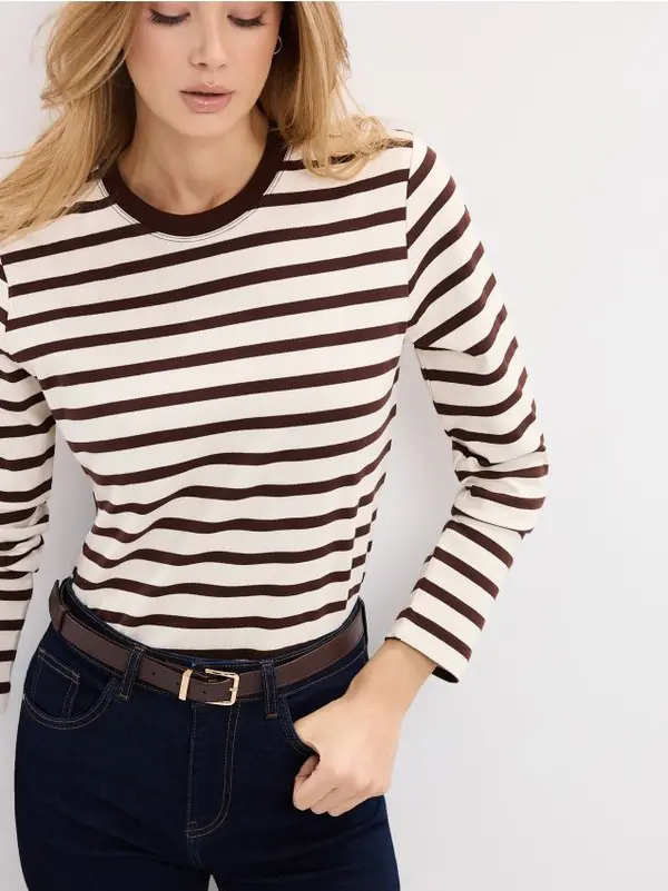 Mohito Mohito - Памучен топ - кремaво