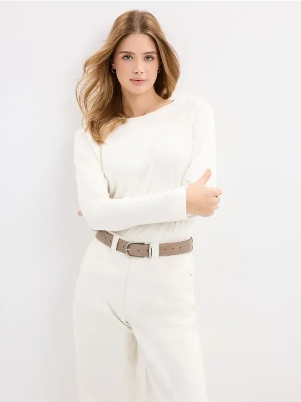 Mohito Mohito - Памучен топ - кремaво