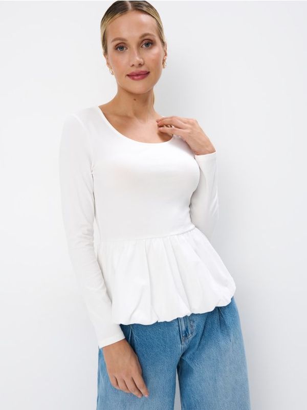 Mohito Mohito - Памучен топ с дълъг ръкав - бяло