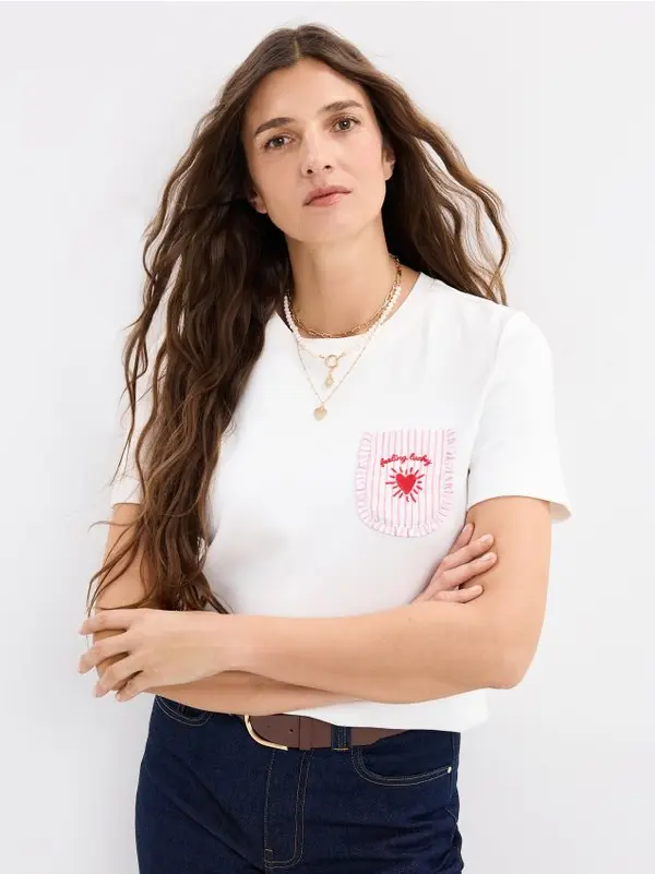 Mohito Mohito - Памучна тениска - бяло